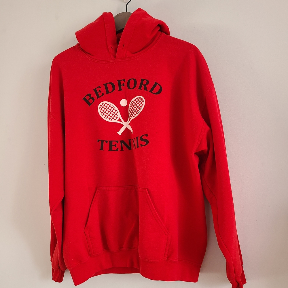 Red Tennis Graphic Hoodie Size Large